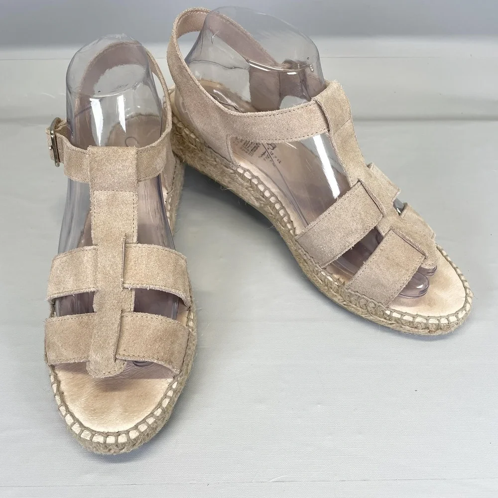 Gaimo Espadrille Sandals Womens Size 9 EU 40 Beige Suede Platform Buckle Shoes